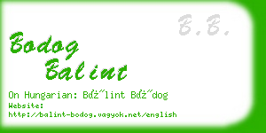 bodog balint business card